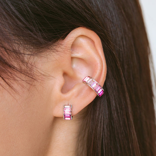Pink Ombre Huggie Hoop Earrings