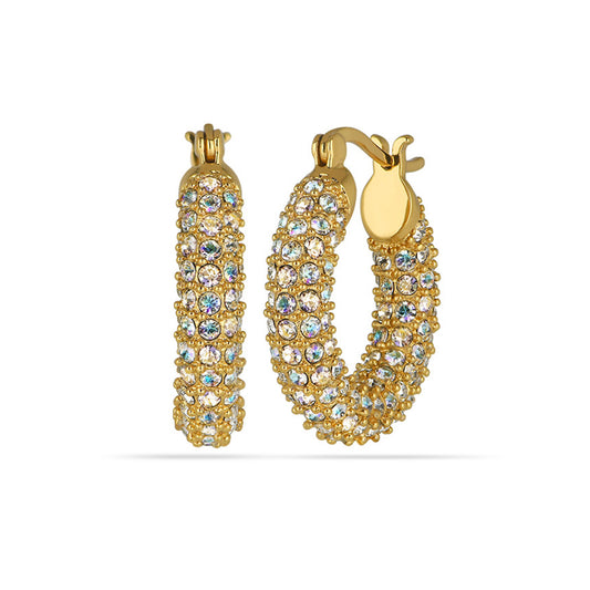 Aurore Full Pave Hoop Earrings 18ct Gold Plated