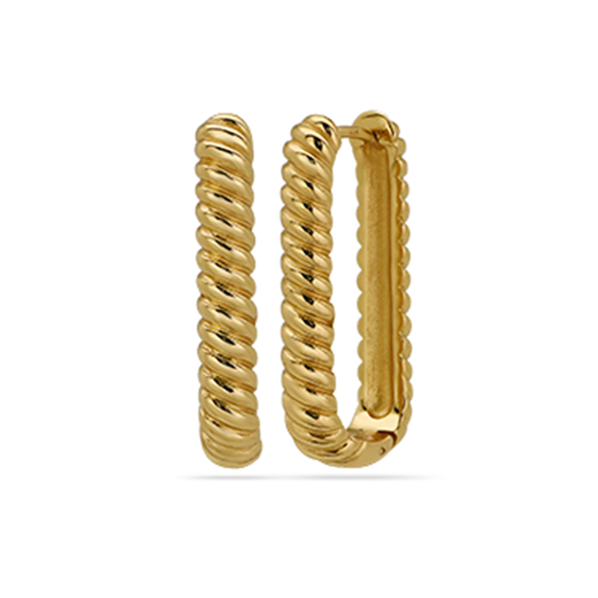Twisted Chain Huggie Hoop Earrings 18ct Gold Plated