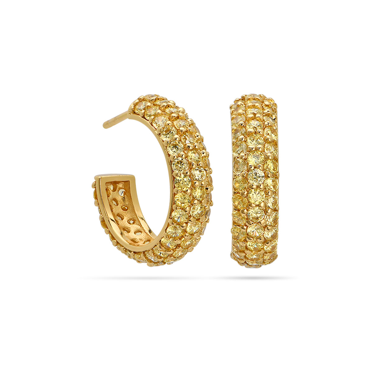 Full Pave Cognac Hoop Earrings 18ct Gold Plated