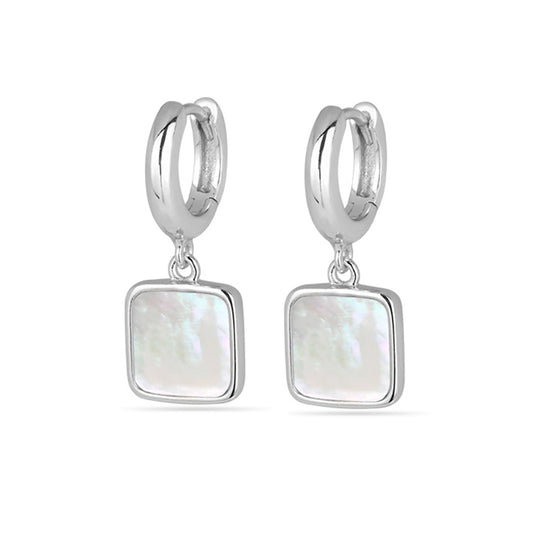 Mother Of Pearl Earrings Silver Plated