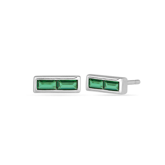 Nano Emerald  Stud Earrings Silver Plated