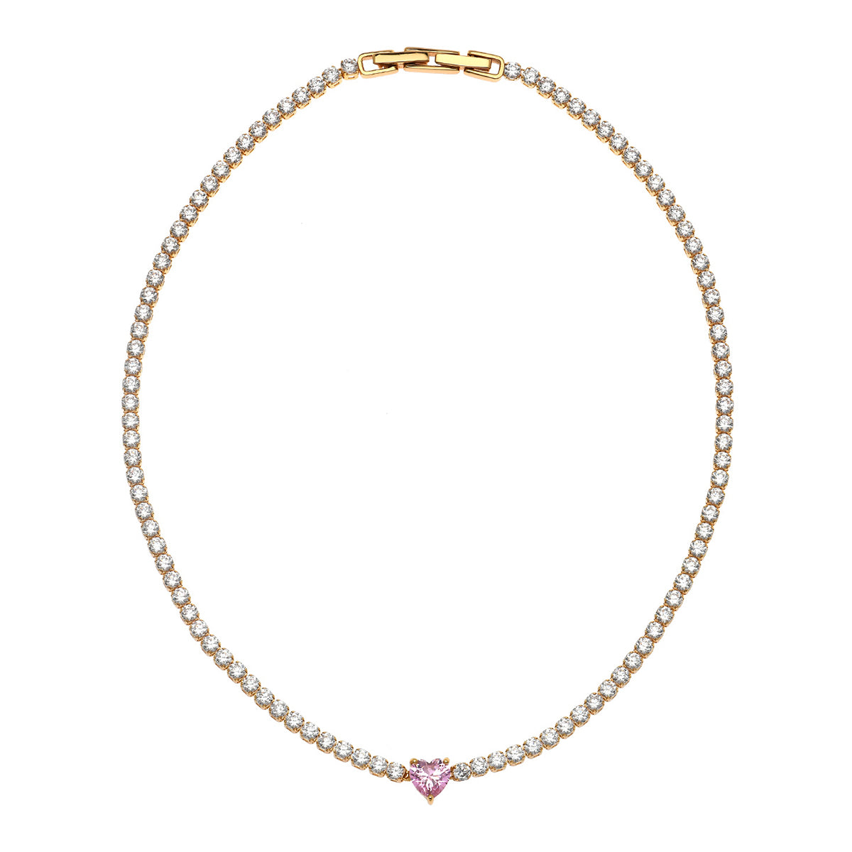 Sweetheart Tennis Necklace 18ct Gold Plated