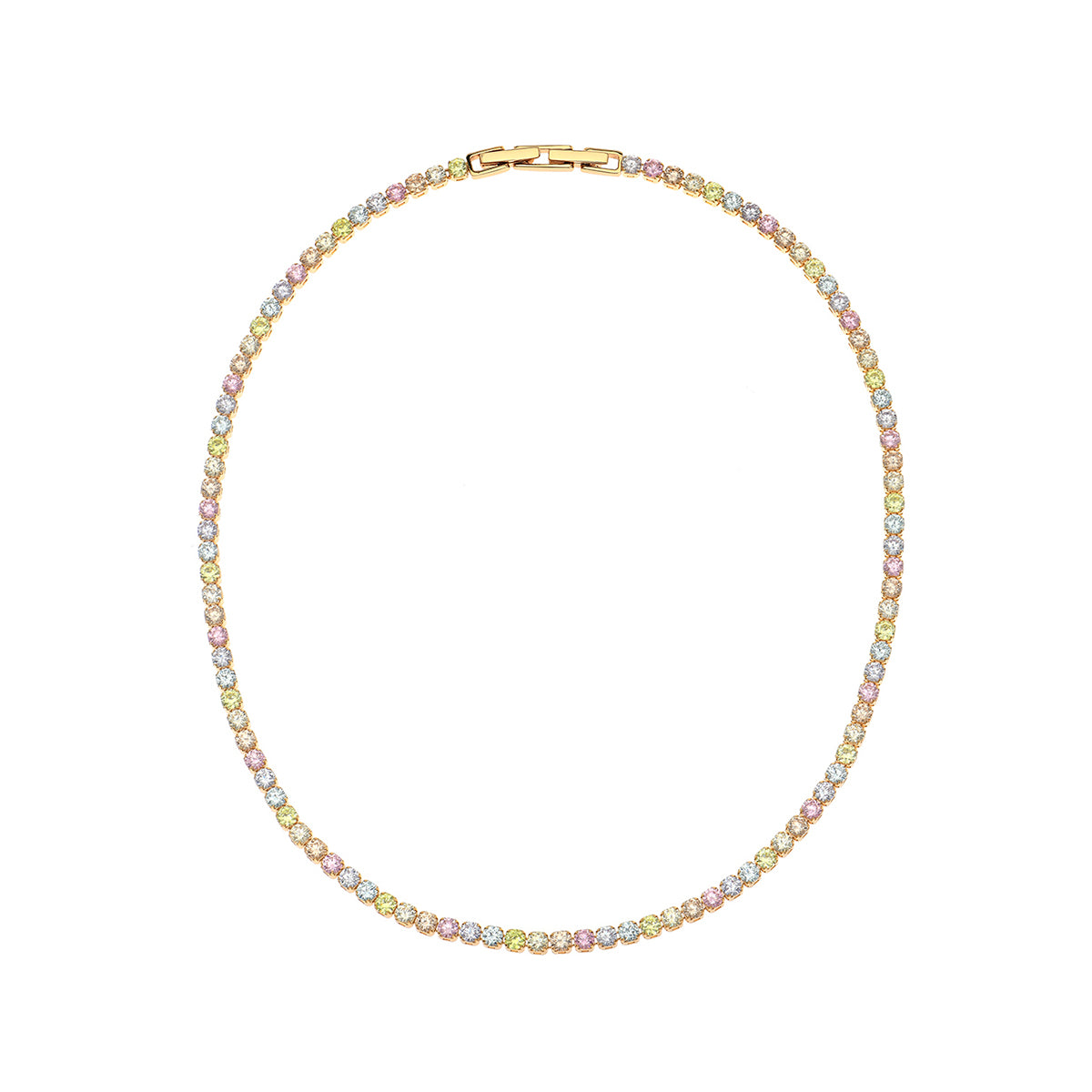 Rainbow Tennis Necklace 18ct Gold Plated