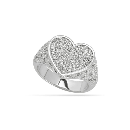 Champagne Heart Shape Ring Silver Plated