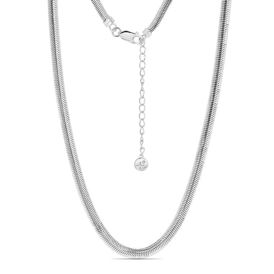 Oval Snake Necklace Silver Plated