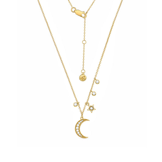 Celestial Adjustable Necklace With Cubic Zirconia 18ct Gold Plated Vermeil
