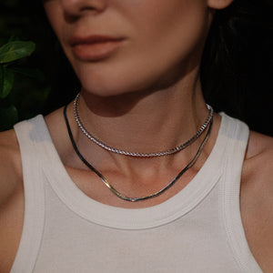 Herringbone Necklace Silver Plated