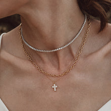 Load image into Gallery viewer, Pave Cross Necklace 18ct Gold Plated
