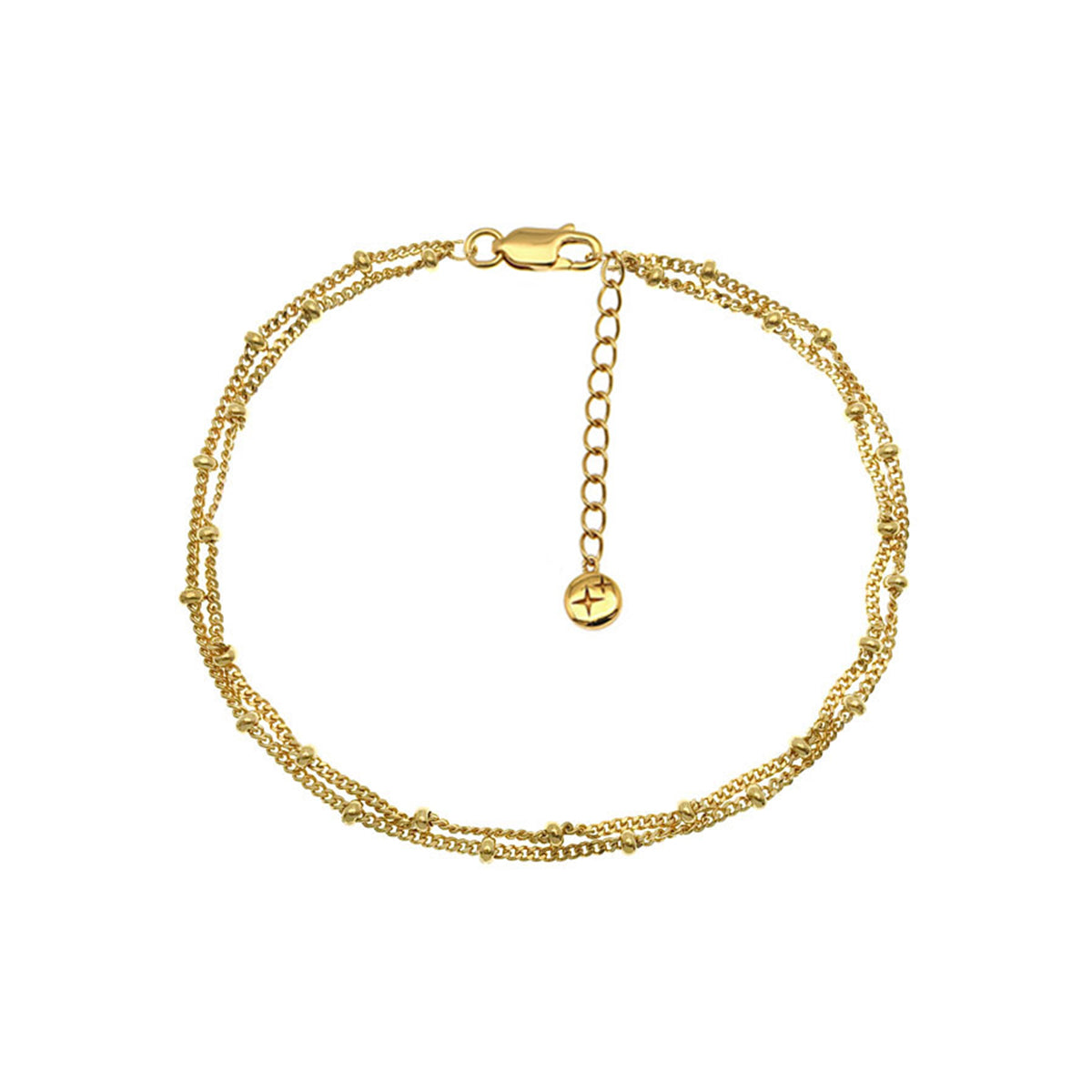 Double Chain Anklet 18ct Gold Plated