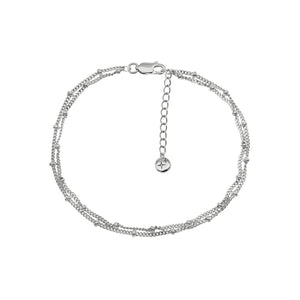 Double Chain Anklet Silver Plated
