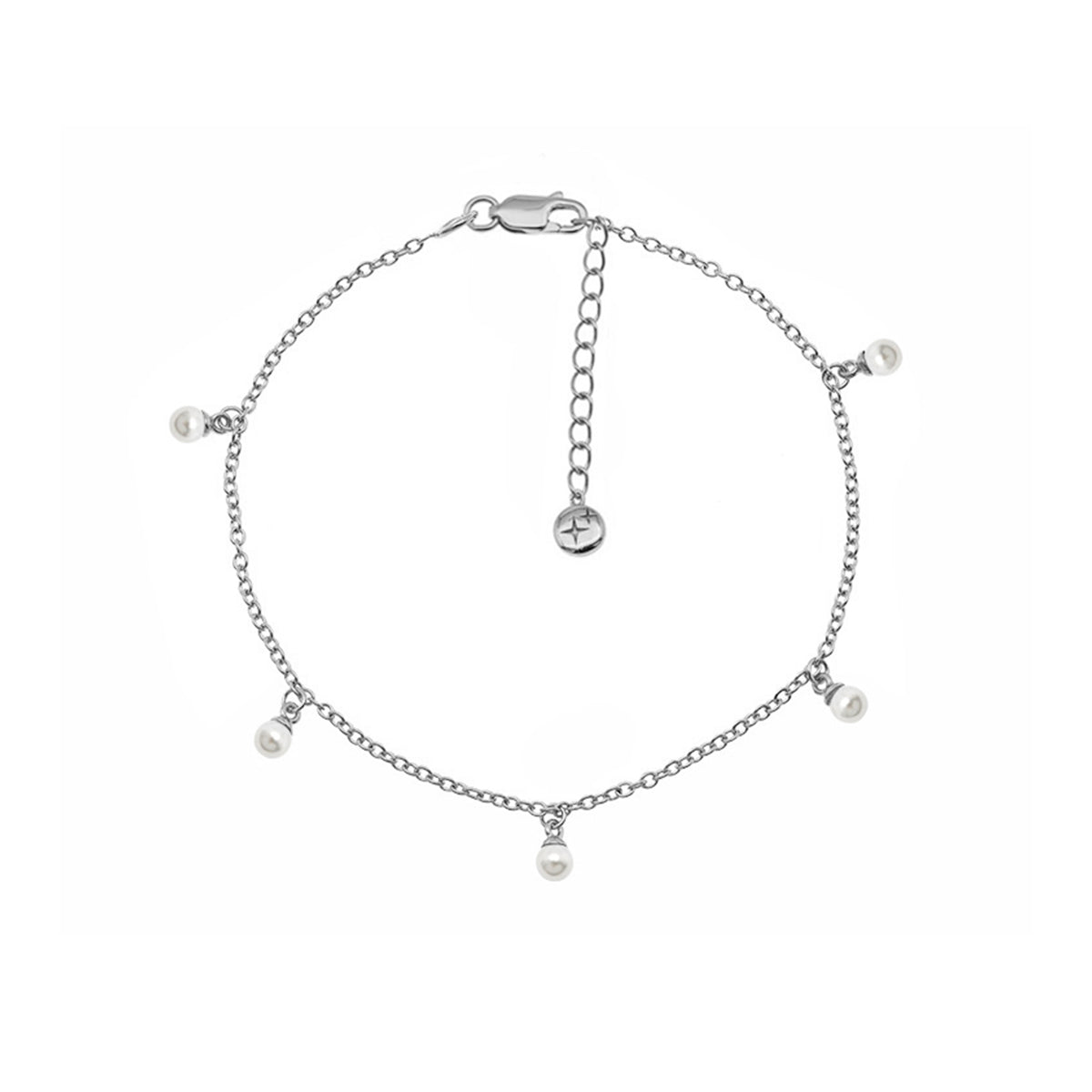 Pearl Drop Anklet Silver Plated