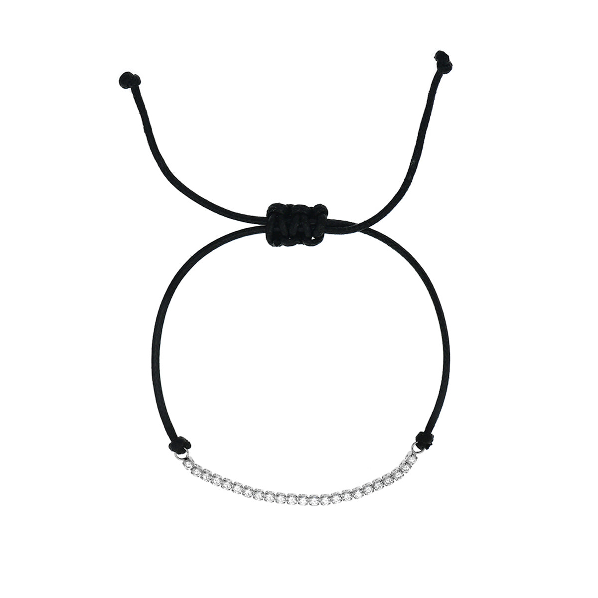 Thin Tennis Chain Braided Cord Bracelet Silver Plated