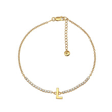 Load image into Gallery viewer, L Letter Tennis Bracelet 18ct Gold Plated
