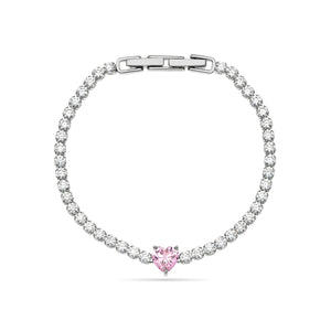 Pink Heart Tennis Bracelet