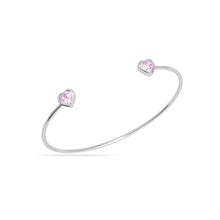 Load image into Gallery viewer, Wire Bangle With Pink Hearts Silver Plated
