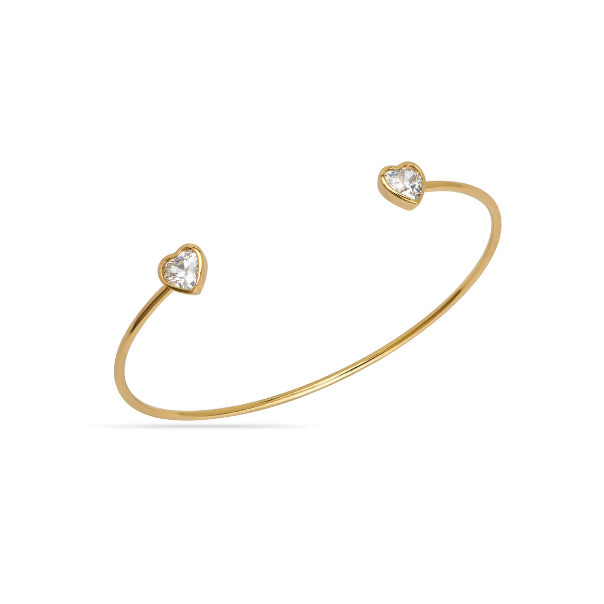 Wire Bangle With Hearts 18ct Gold Plated