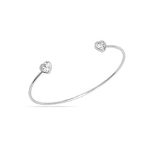 Load image into Gallery viewer, Wire Bangle With Hearts Silver Plated
