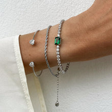 Load image into Gallery viewer, Wire Bangle With Hearts Silver Plated
