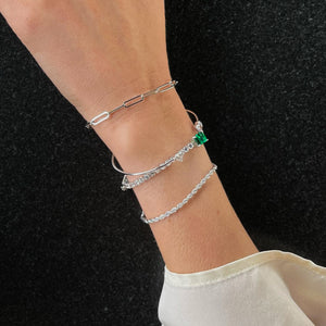 Long Link Bracelet Silver Plated