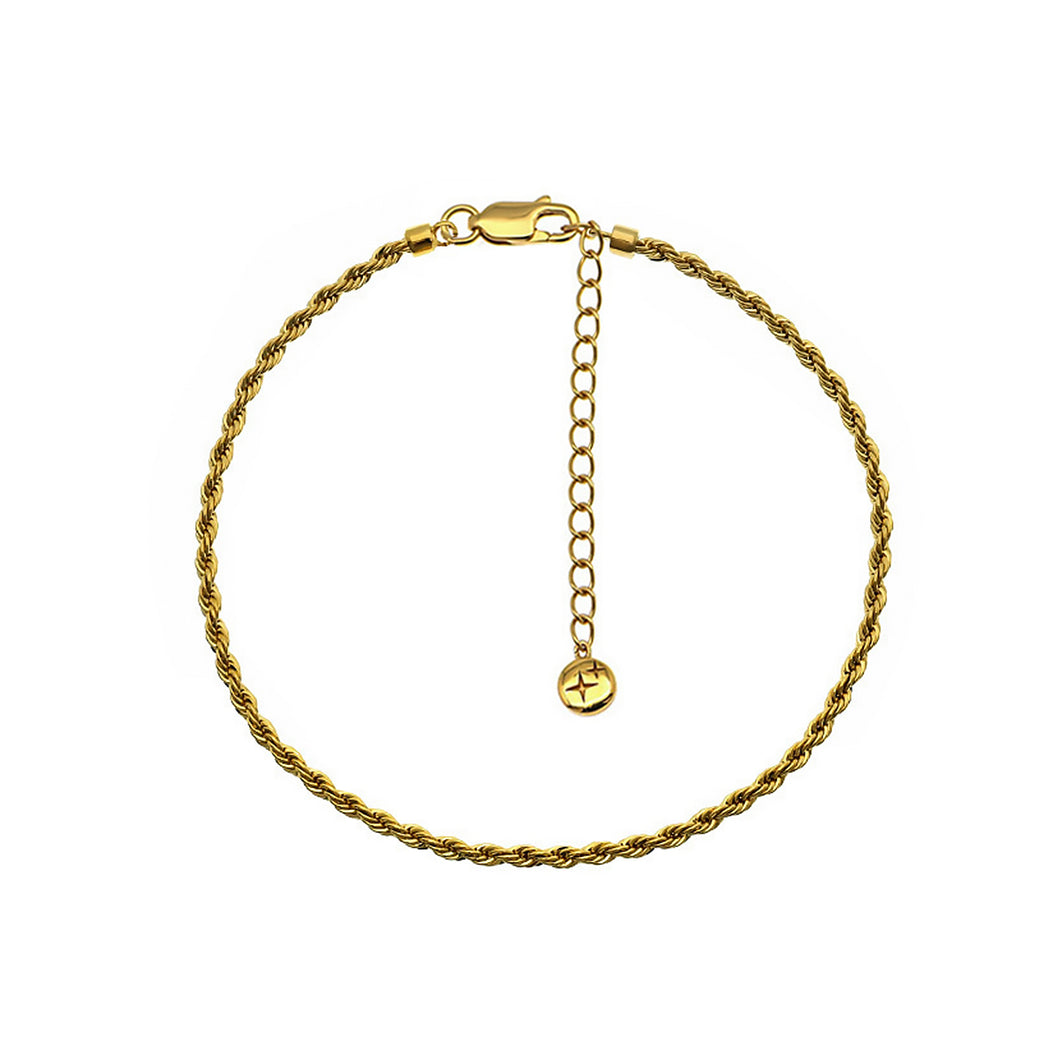 Rope Chain Bracelet 18ct Gold Plated
