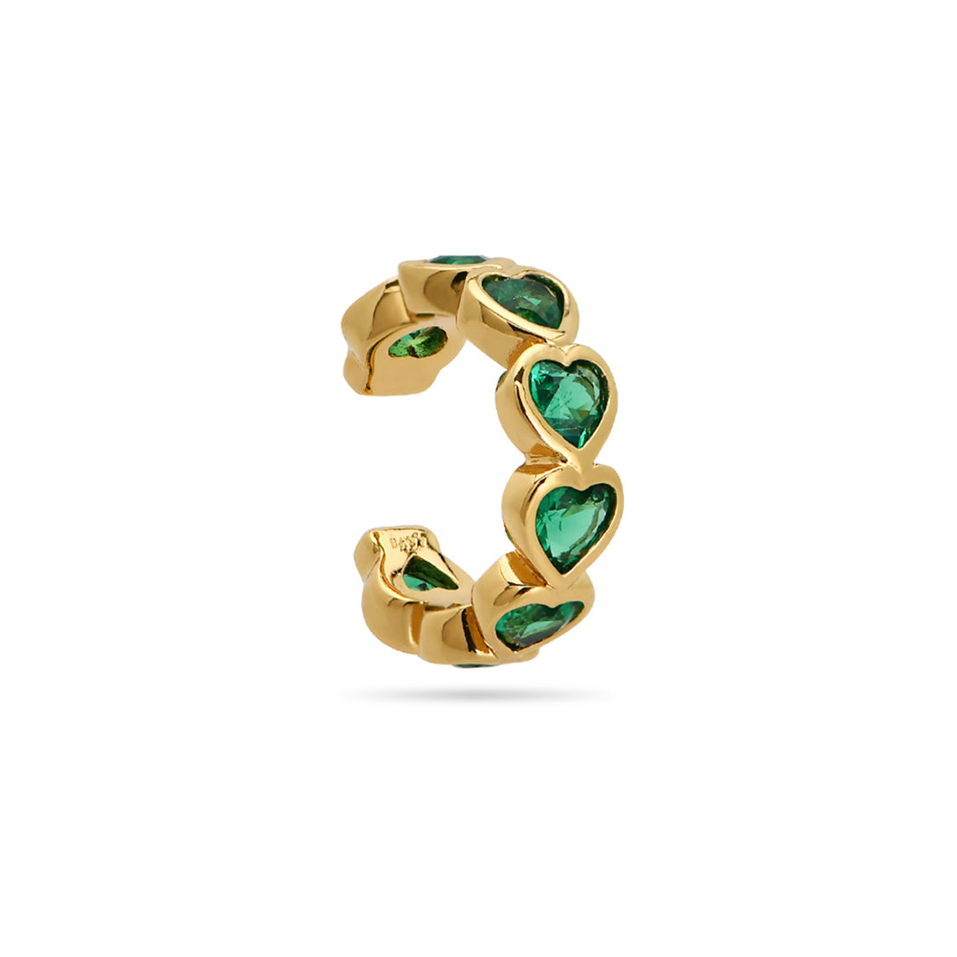 Nano Emerald Love Ear Cuff 18ct Gold Plated