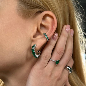 Nano Emerald Love Ear Cuff Silver Plated