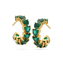 Load image into Gallery viewer, Nano Emerald Bridal Hoop Earrings 18ct Gold Plated
