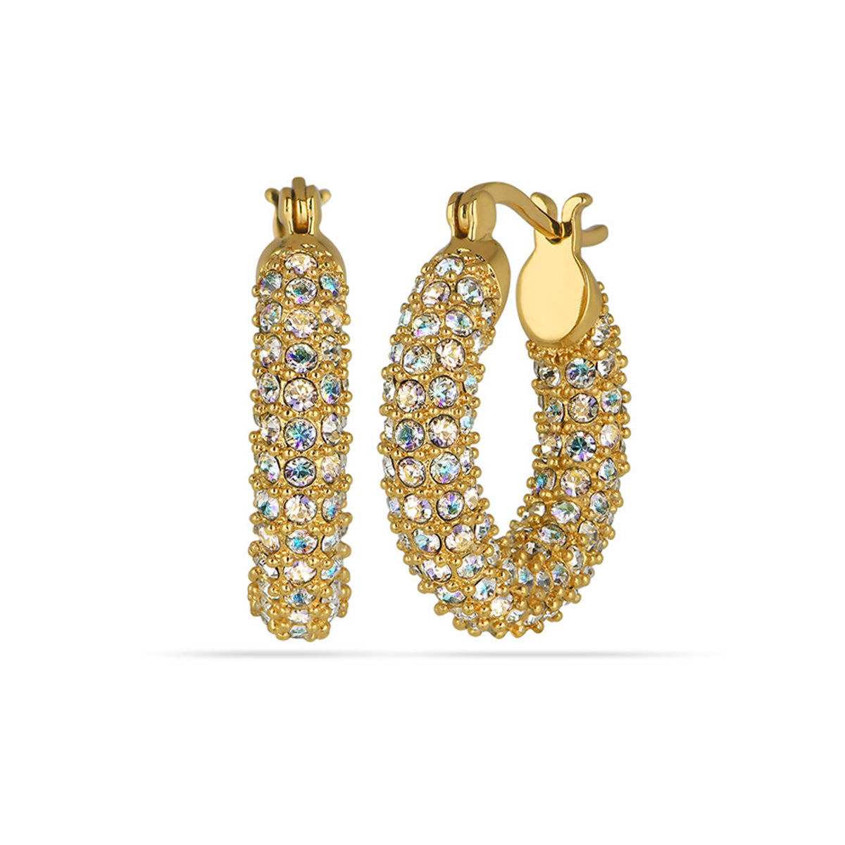 Aurore Full Pave Hoop Earrings 18ct Gold Plated