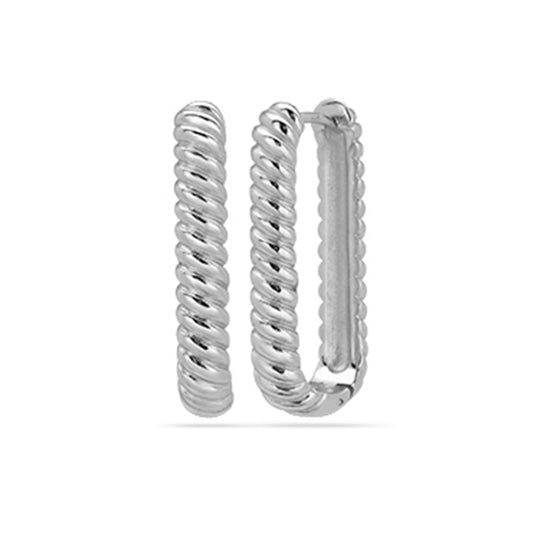Twisted Chain Huggie Hoop Earrings Silver Plated