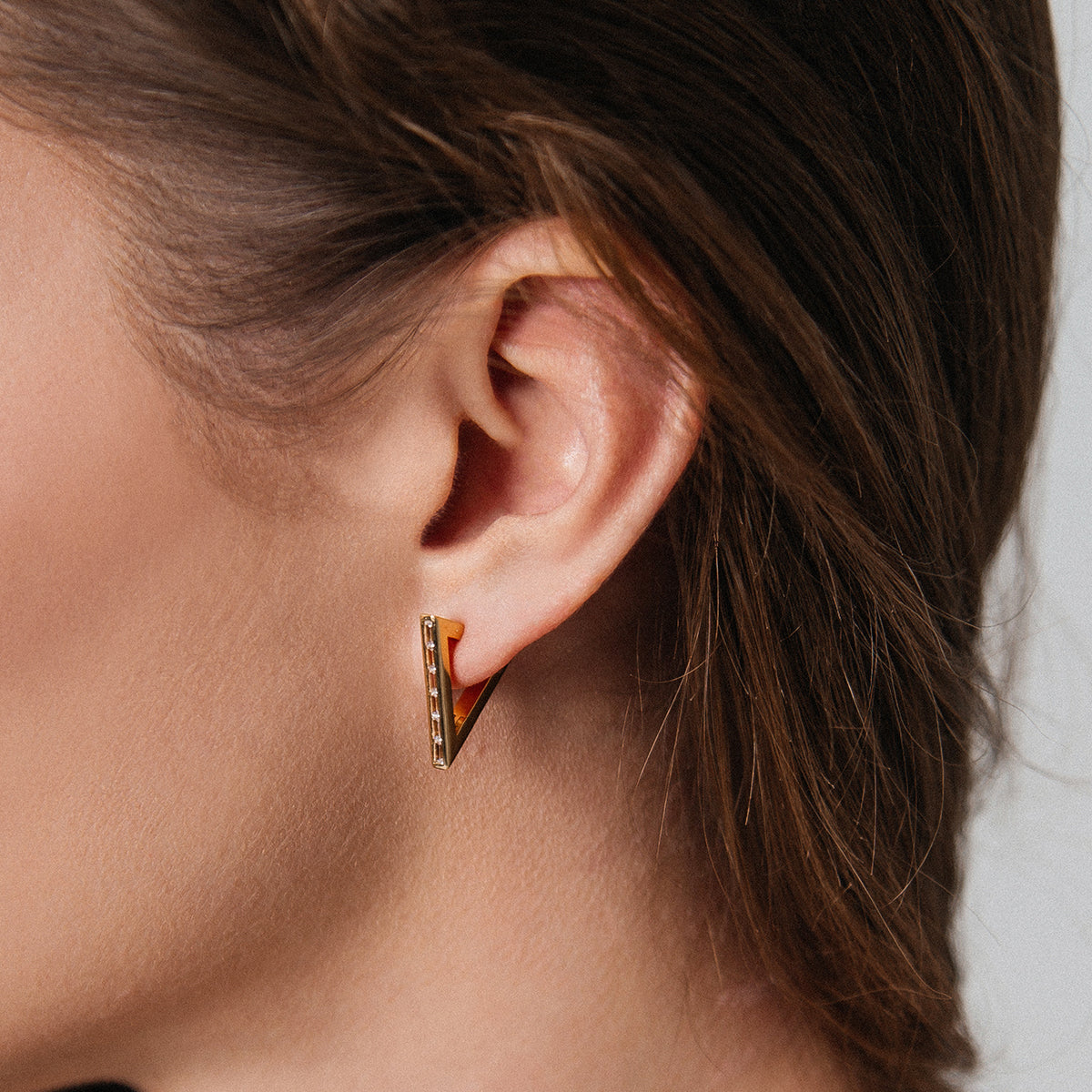 Baguette Triangle Huggie Hoop Earrings 18ct Gold Plated
