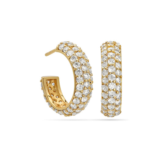 Full Pave Hoop Earrings 18ct Gold Plated