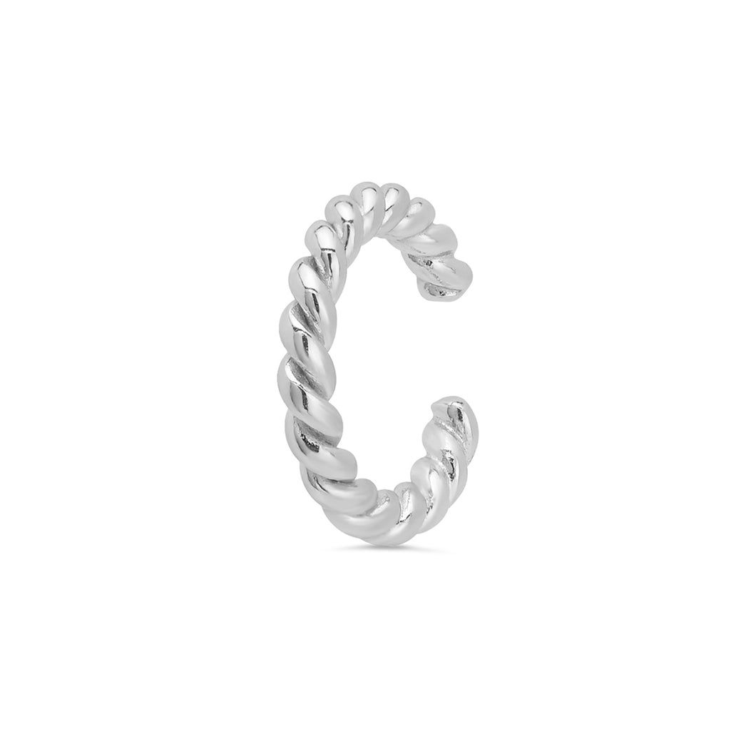 Twisted Rope Ear Cuff Silver Plated