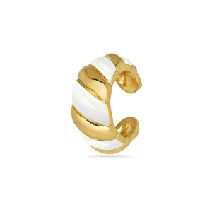 White Enamel Croissant Ear Cuff 18ct Gold Plated