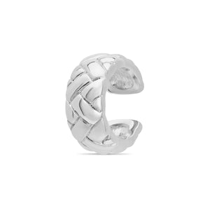 Waffle Ear Cuff Silver Plated