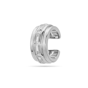 Baguette Ear Cuff Silver Plated