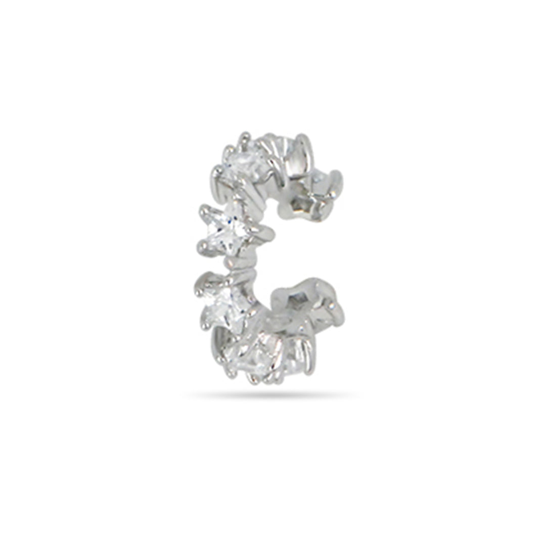 Star Pave Ear Cuff Silver Plated