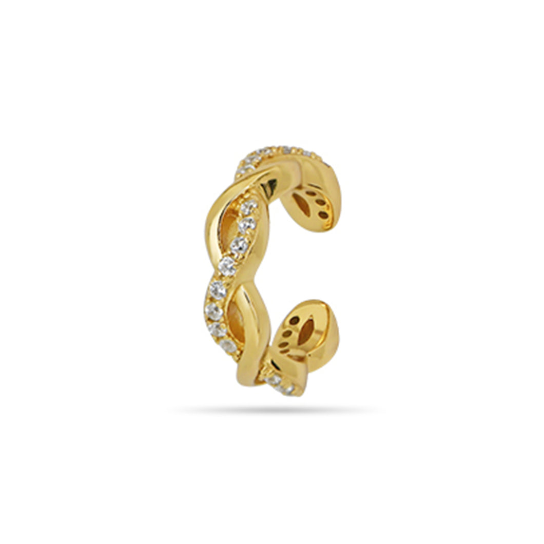Pave Braided Ear Cuff 18ct Gold Plated