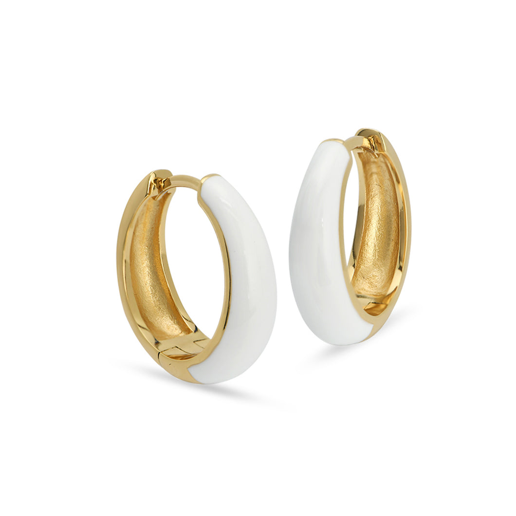 Enamel Hoop Earrings 18ct Gold Plated