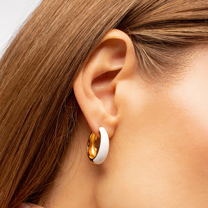 Enamel Hoop Earrings 18ct Gold Plated