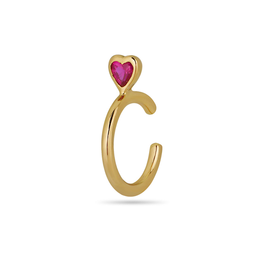 Heart Crystal Ear Cuff 18ct Gold Plated