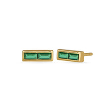 Load image into Gallery viewer, Baguette Bar Stud Earrings 18ct Gold Plated
