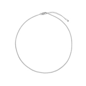 Adjustable Tennis Necklace Silver Plated