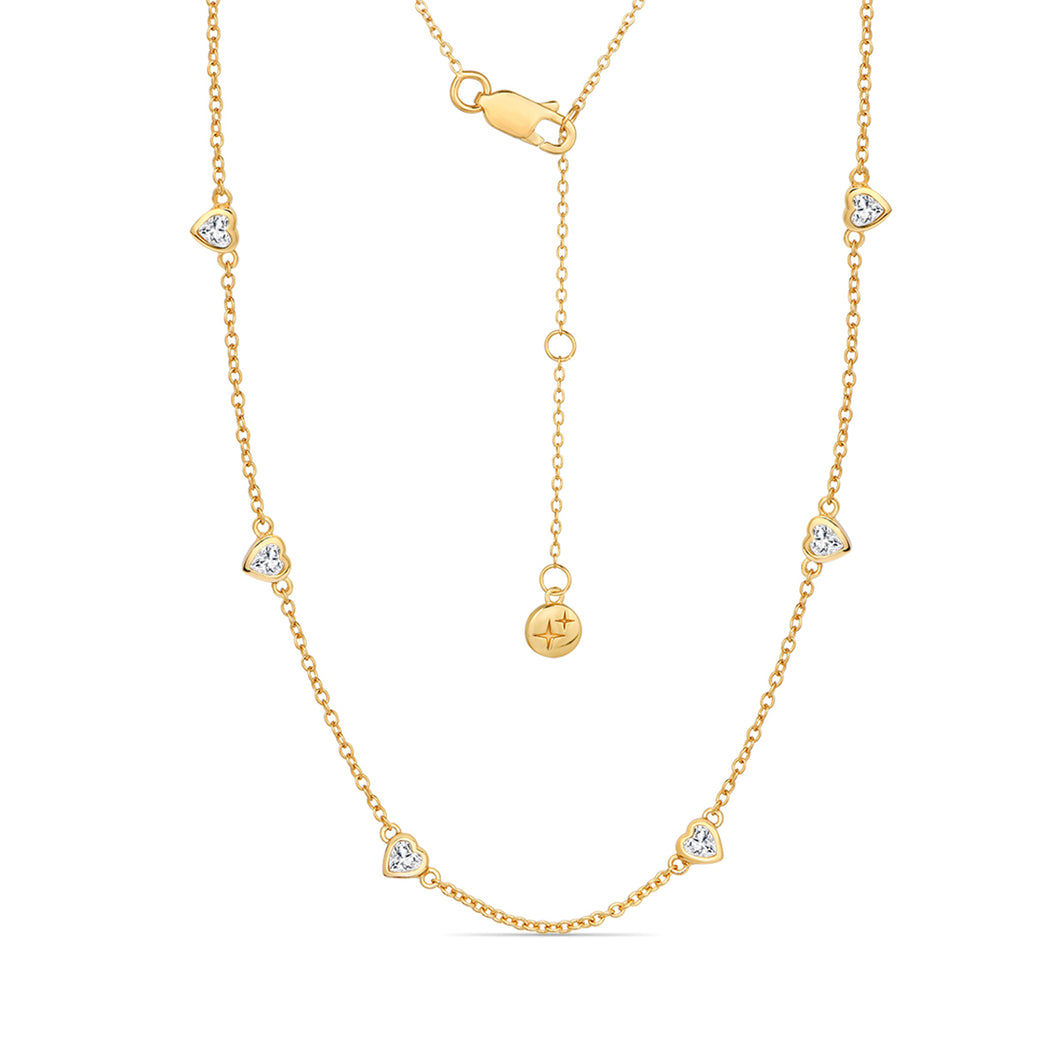 Mini Hearts Necklace 18ct Gold Plated