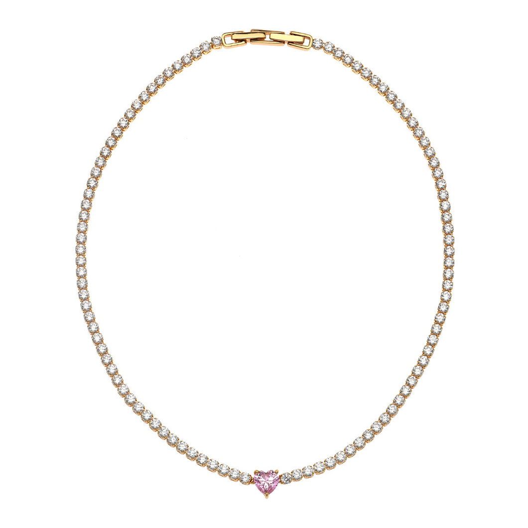 Sweetheart Tennis Necklace 18ct Gold Plated