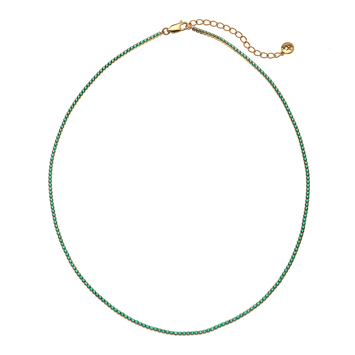 Nano Emerald Tennis Necklace 18ct Gold Plated