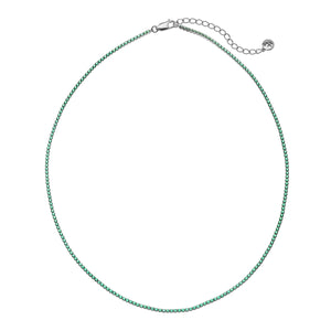 Nano Emerald Tennis Necklace Silver Plated
