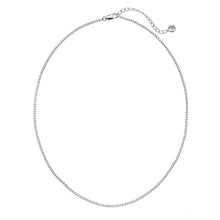 Load image into Gallery viewer, Pink Tennis Necklace Silver Plated
