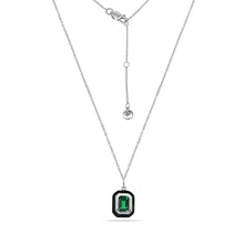 Load image into Gallery viewer, Nano Emerald Enamel Charm Necklace Silver Plated
