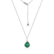 Load image into Gallery viewer, Green Agate Charm Necklace Silver Plated
